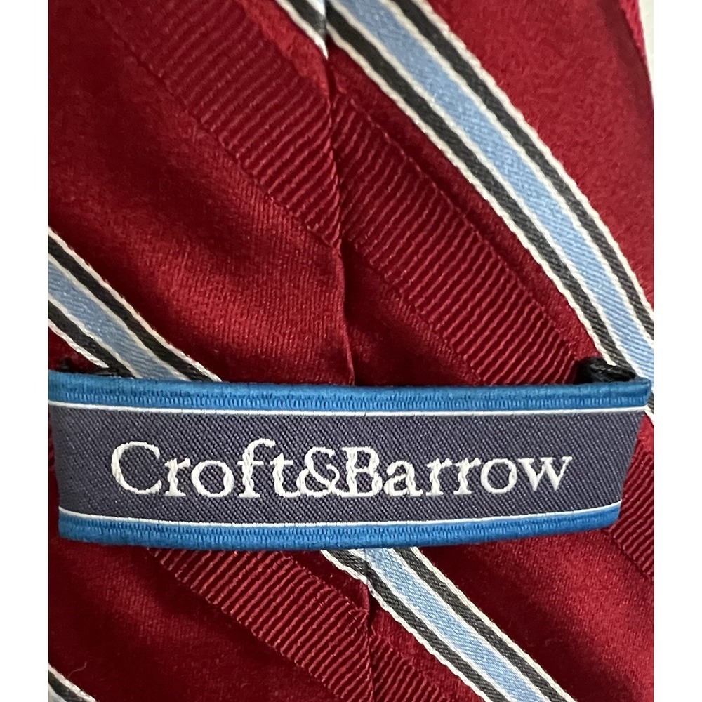 Silk Tie Lot 3 Barrington Croft & Barrow Momento Uno Red Grey Geometric Striped - Picture 6 of 13